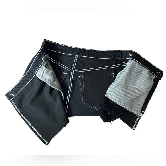 Carmar Los Angeles asymmetrical distressed Jean mini skirt black size 24 - Picture 4 of 11